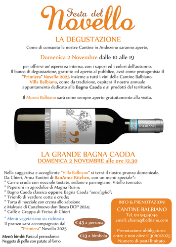 Festa del Novello 2025 | Pranzo Domenica 2 Novembre 2025