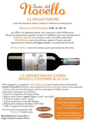 Festa del Novello 2024 | Pranzo Domenica 10 Novembre 2024